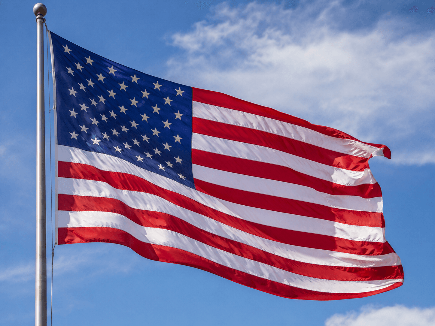 Флаг США на фоне неба — официальная иммиграционная система